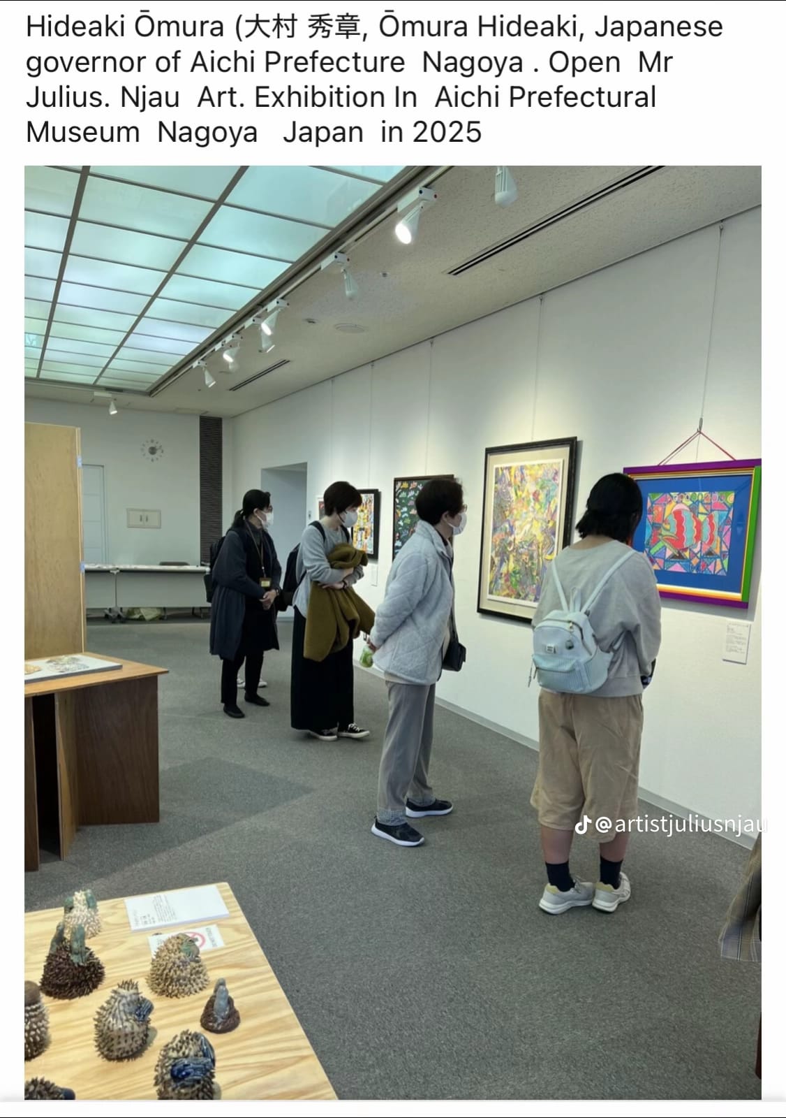 Hideaki Omura 大村 秀章, Governor of Aichi prefecture, opening Mr Julius Njau’s art exhibition in Aichi Prefectural Museum, Nagoya Japan in 2025
